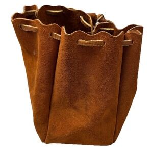 Vintage Leather Shell Ammunition Drawstring Pouch Bag Fishing Reel Case 3j1